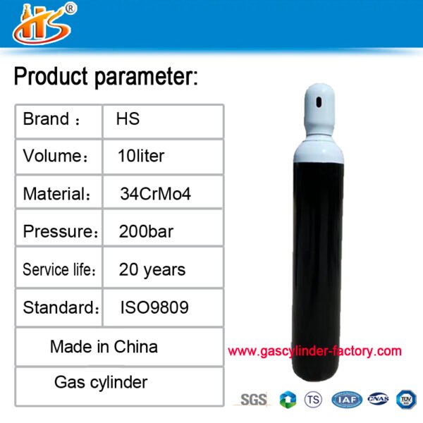 10L 200bar CO2 Argon Tanks Nitrogen Helium N2O Air Cylinder - Billede 2