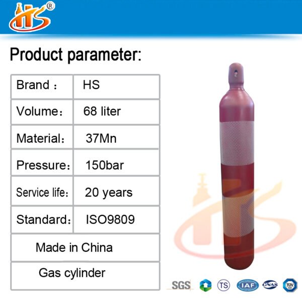 Fighting Tank 68L 150bar Fire Extinguisher CO2 Gas Cylinders – Image 2