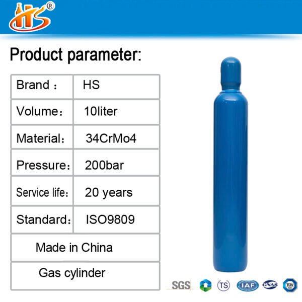 10 Litre ISO9809 1.5M3 150bar 37MN Oxygen Tanks Gas Cylinder – Image 4