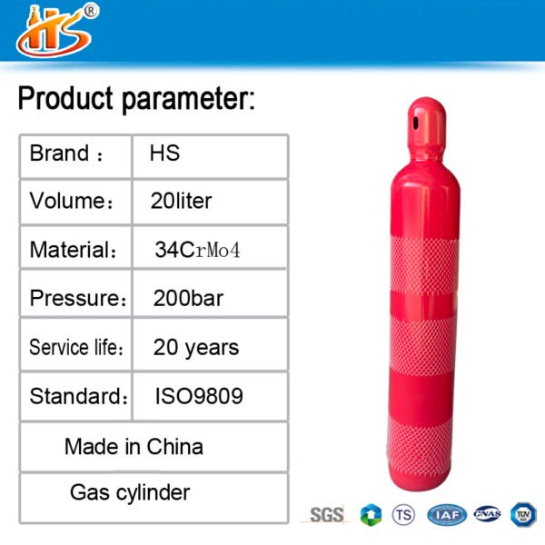 20L 200bar CO2 Argon Tanks Nitrogen Helium N2O Air Cylinder