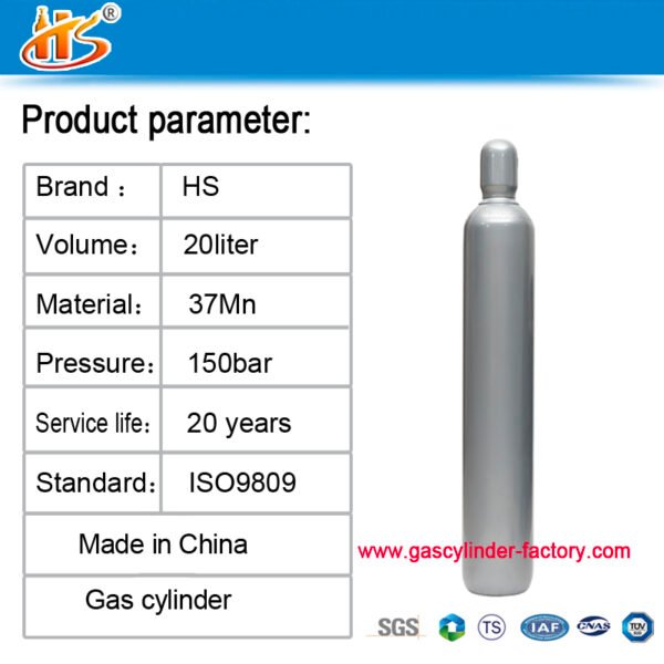20L 150bar CO2 Bottle Argon Nitrogen Helium N2O Air Cylinder - Image 2