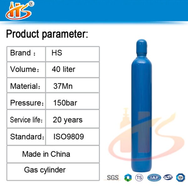 40 Litre ISO9809 6M3 150bar 37MN Oxygen Tanks Gas Cylinders - Image 3