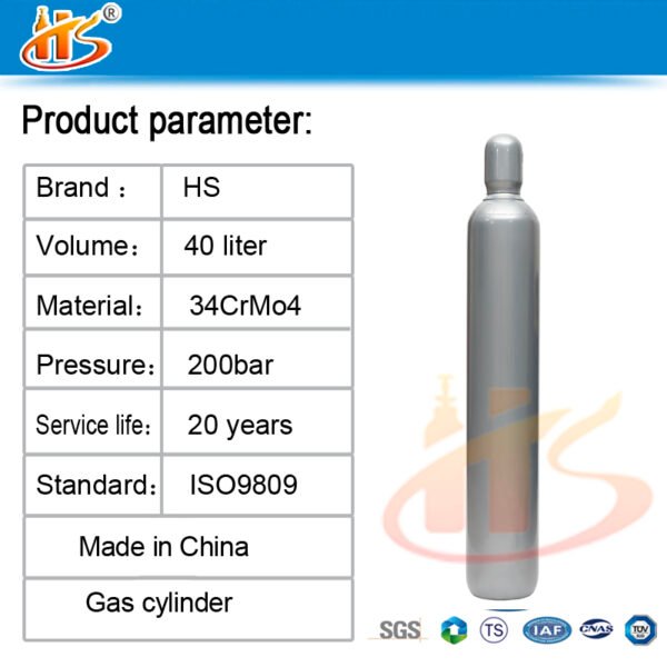 40 Litre ISO9809 6M3 150bar 37MN Oxygen Tanks Gas Cylinders - Image 4