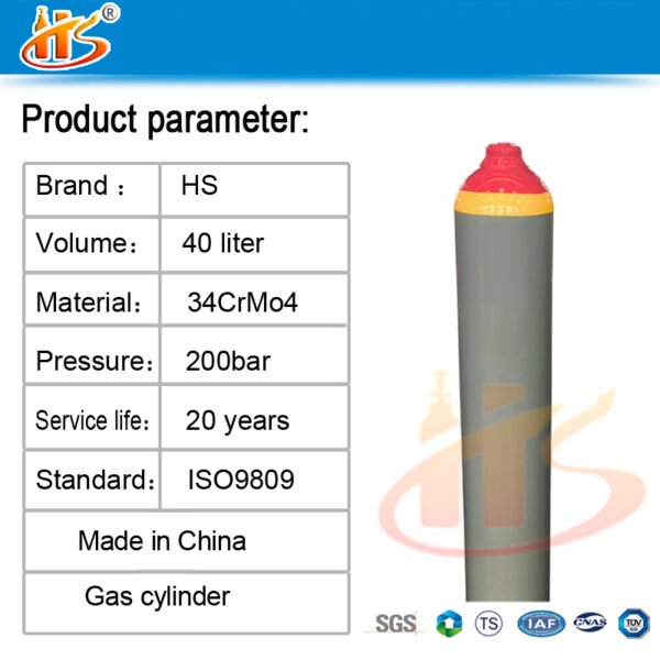 40 Litre ISO9809 6M3 150bar 37MN Oxygen Tanks Gas Cylinders - Image 6