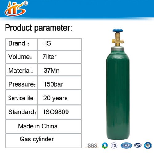 7L ISO9809-1 TPED 200bar34CrMo4 Oxygen Tanks Gas Cylinders